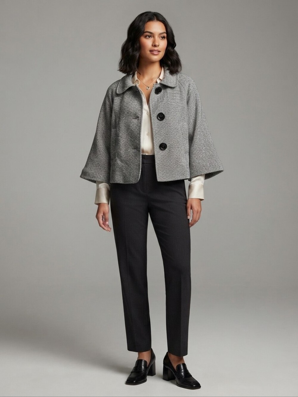 Vintage Vertigo Paris Cropped Herringbone Tweed Jacket Size M